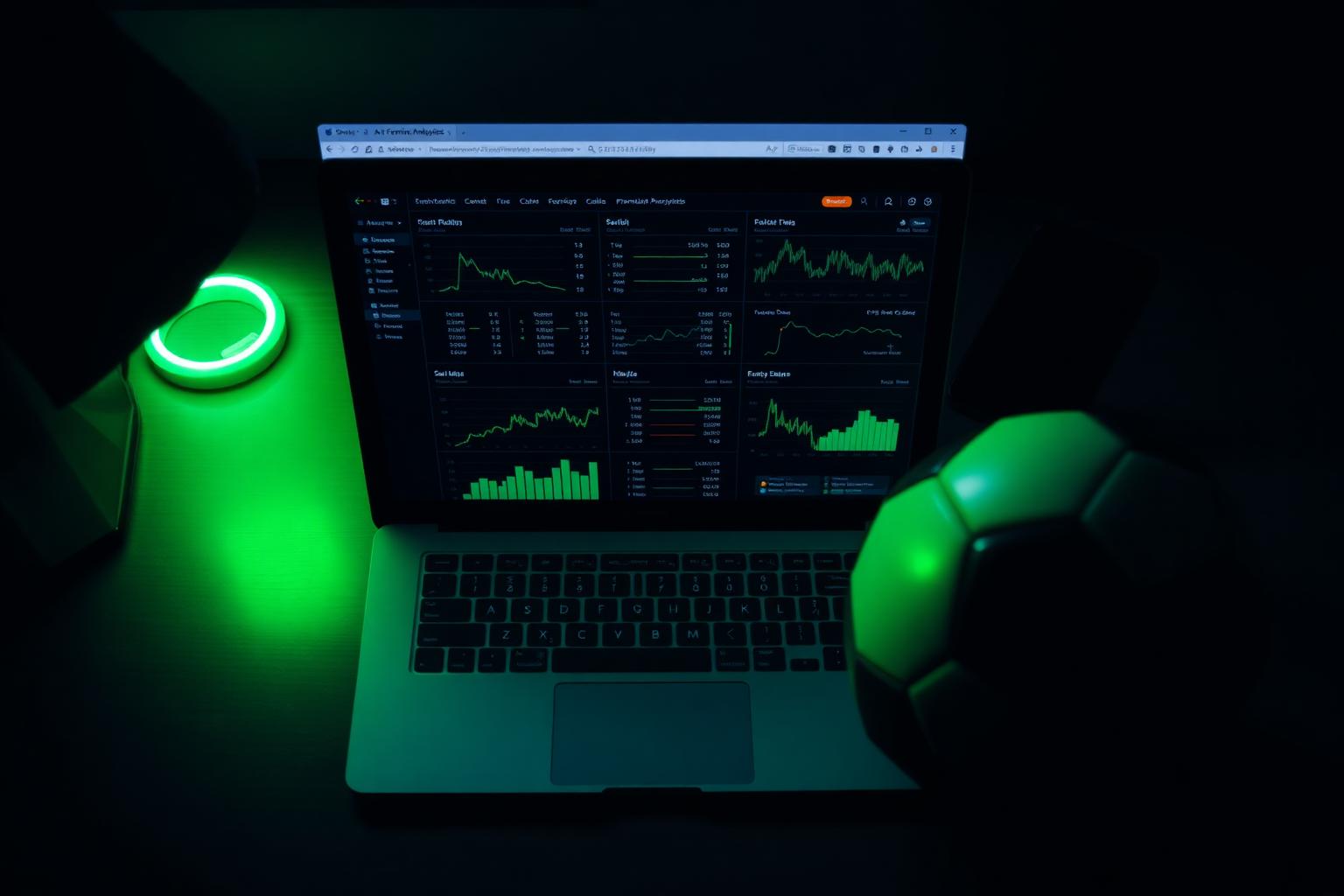 Notebook se sázkovými statistikami a fotbalovým míčem